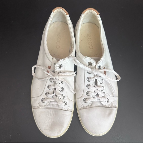 Ecco Womens Soft 7 Sneakers Shoes Cap Toe White Leather Lace Up Size 8 - Picture 6 of 10